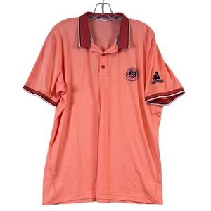Adidas Roland Garros Paris Mens Climalite Polo Shirt Coral French Open Pics 4 Sz